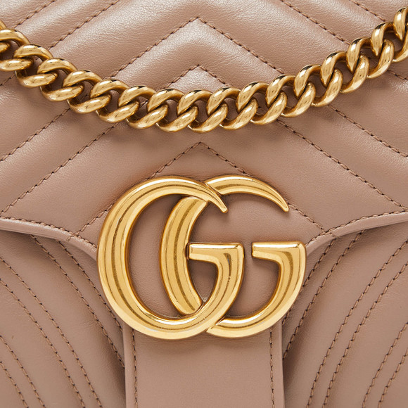GUCCI Beige Matelasse Leather Small GG Marmont Shoulder Bag - Picture 5 of 8